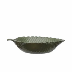 15" Green Decorative Ceramic Leaf Tray by Ashland®