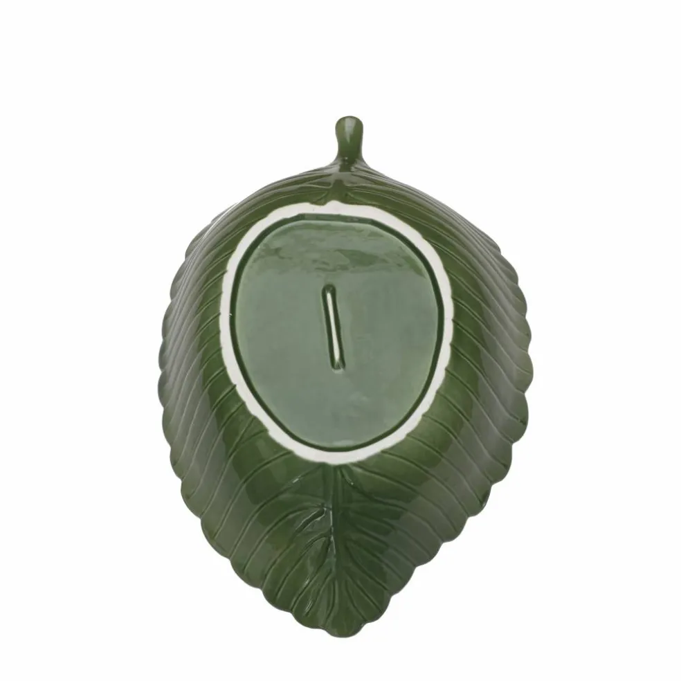 15" Green Decorative Ceramic Leaf Tray by Ashland®