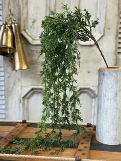 Greenfall Cedar Hanging Greenery Stem — 55 Inch Cascading Christmas Greenery Supply-XAD1077