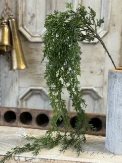 Greenfall Cedar Hanging Greenery Stem — 55 Inch Cascading Christmas Greenery Supply-XAD1077