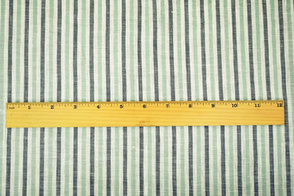 Green-Gray-White Spence Bryson Striped Irish Linen Woven Fabric By the Yard