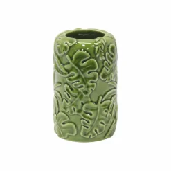 7.5" Green Leaf Embossed Ceramic Vase by Ashland®