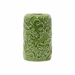 7.5" Green Leaf Embossed Ceramic Vase by Ashland®