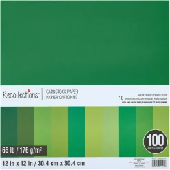 Green Palette 12" x 12" Cardstock Paper by Recollections™, 100 Sheets