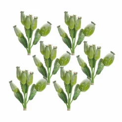 9.5" Green Poppy Pod Foliage Bundles, 6ct.