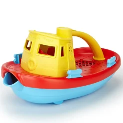 Green Toys: My First Tugboat - Yellow Top - Fun Floating Bathtime Play Toy, Fill & Pour Water, Recycled Plastic, Kids-Toddlers-Baby Ages 6 Months+