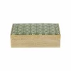 Green & White Fabric Cover Mango Wood Decorative Box by Ashland®