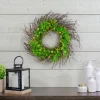 20" Green & Yellow Flower Buds, Leaves & Twigs Wreath