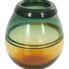 9" Green & Yellow Ombre Glass Vase