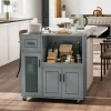 Grey Mobile Kitchen Cart with Wheels, Storage Drawer and Glass Door