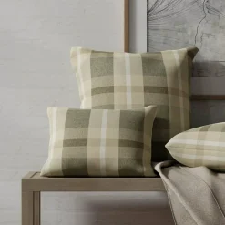 Grey Stain Resistant Performance Pet Friendly Plaid Woven Pattern Upholstery Fabric by The Yard - SKU: Aimes Carbon