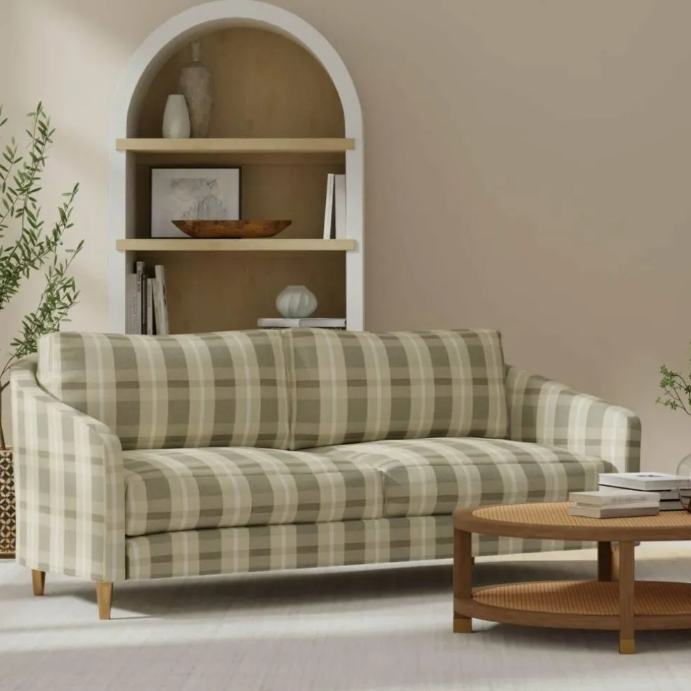 Grey Stain Resistant Performance Pet Friendly Plaid Woven Pattern Upholstery Fabric by The Yard - SKU: Aimes Carbon