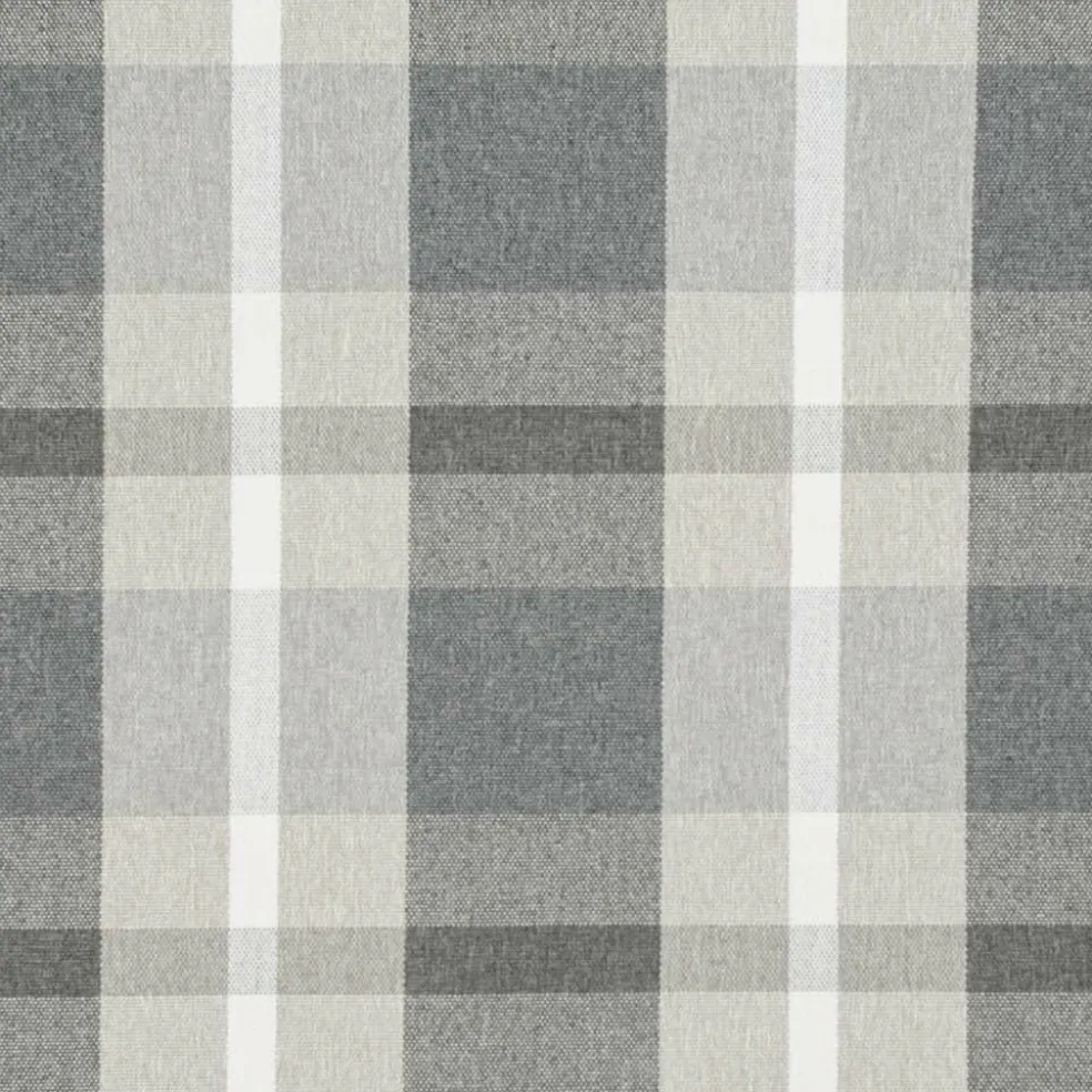 Grey Stain Resistant Performance Pet Friendly Plaid Woven Pattern Upholstery Fabric by The Yard - SKU: Aimes Carbon