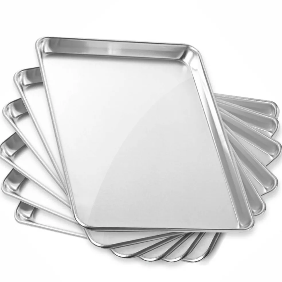 GRIDMANN Commercial Grade Aluminium Cookie Sheet Baking Tray - 6 Pans