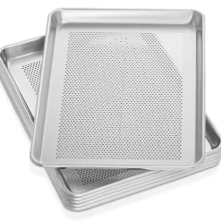 GRIDMANN Commercial Grade Aluminium Cookie Sheet Baking Tray - 6 Pans
