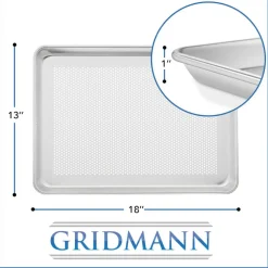 GRIDMANN Commercial Grade Aluminium Cookie Sheet Baking Tray - 6 Pans