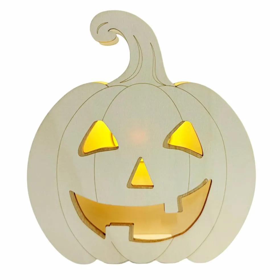 7" Grinning Jack-o'-Lantern DIY LED Wood Décor by Make Market®
