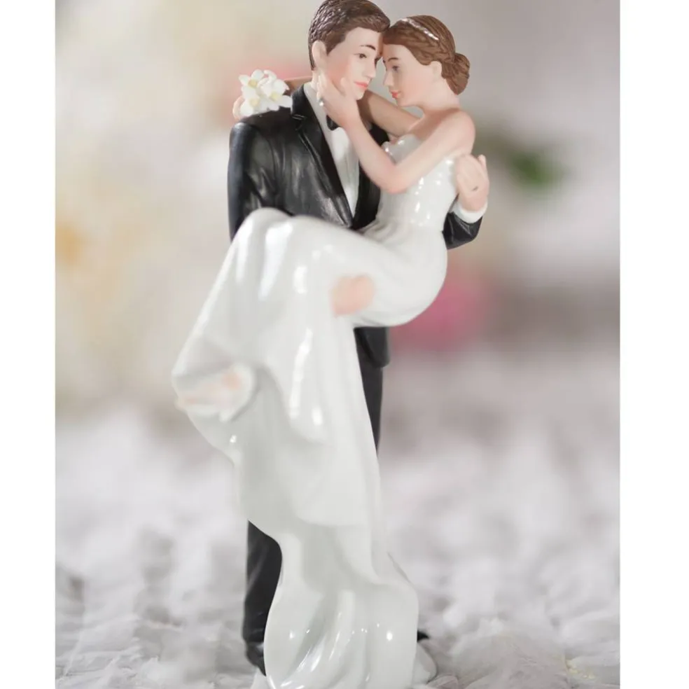 Groom Holding Bride Traditional Cake Topper Figurine