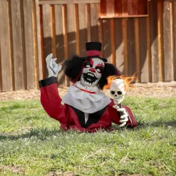 Groundbreaker Animated Clown Halloween Decoration 19 1/2 Inch