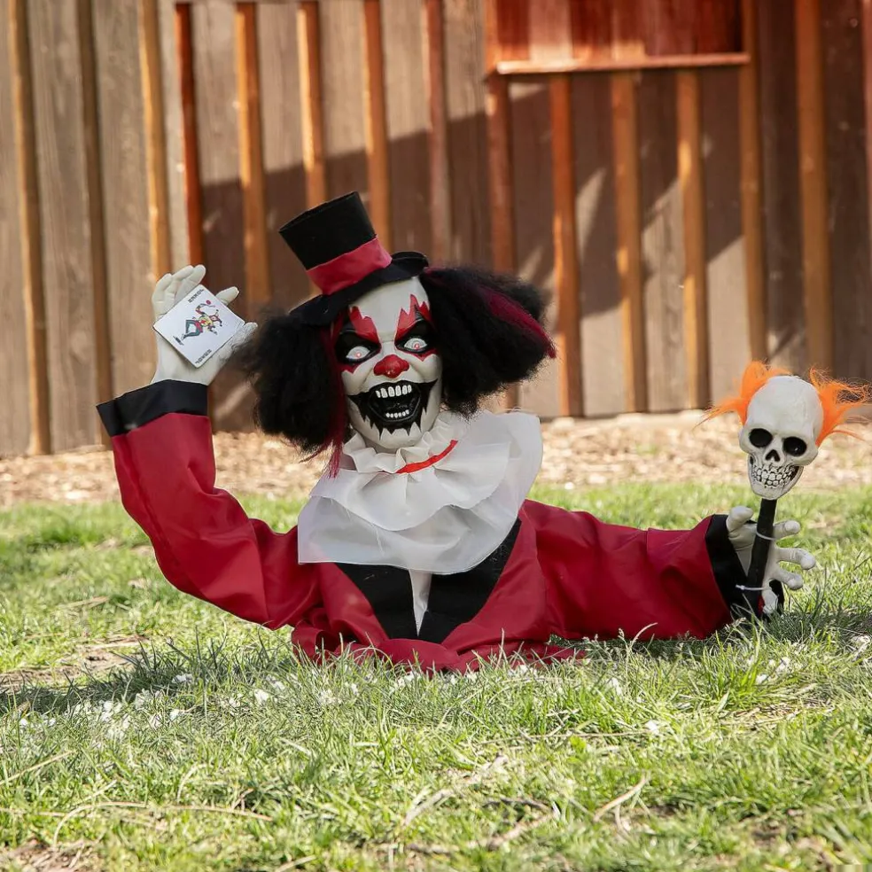 Groundbreaker Animated Clown Halloween Decoration 19 1/2 Inch