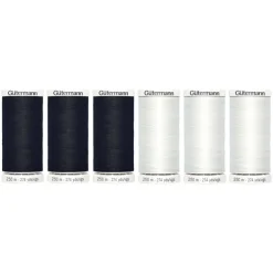 Gütermann Sew-All 274yd. Black & White 6 Spool Set