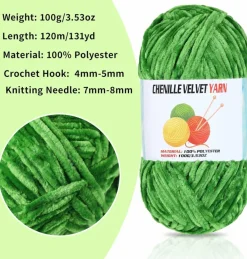 2 * 100g Velvet Chenille Chunky Yarn, Handcrafts Weaving Soft Chenille Yarn for Crocheting Clearance, Used for Making Baby Yarn Blanket, Clothes, Knitting Creations (Black)