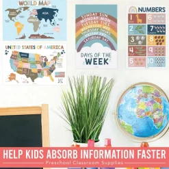Hadley Designs 11" x 17" Boho Preschool Educational Laminated Posters for Toddlers Set