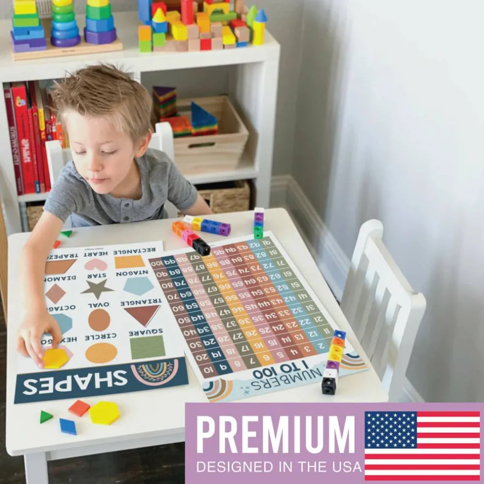 Hadley Designs 11" x 17" Boho Preschool Educational Laminated Posters for Toddlers Set