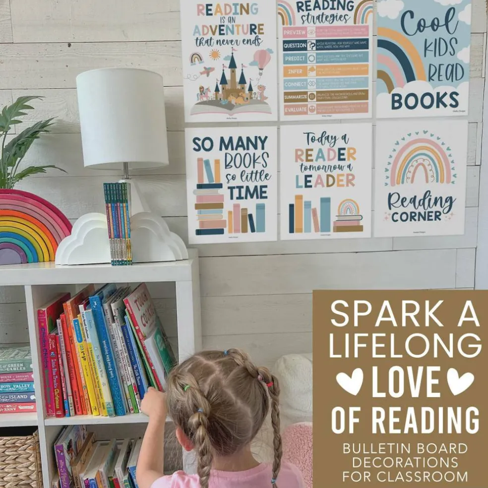 Hadley Designs 11" x 14" Boho Reading Posters for Classroom Library Décor Set
