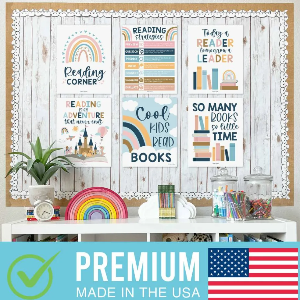 Hadley Designs 11" x 14" Boho Reading Posters for Classroom Library Décor Set