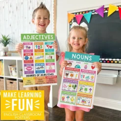 Hadley Designs 11" x 17" Colorful Parts of Speech Language Arts and Grammar Laminated Posters Set