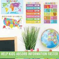 Hadley Designs 11" x 17" Colorful Preschool Educational Laminated Posters for Toddlers Set