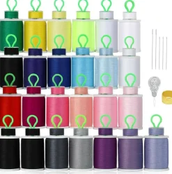 HAITRAL® 21 Color Radiant Cotton Sewing Thread And Bobbins Set