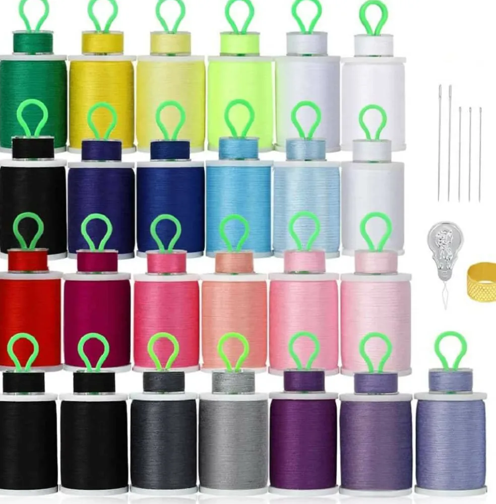 HAITRAL® 21 Color Radiant Cotton Sewing Thread And Bobbins Set