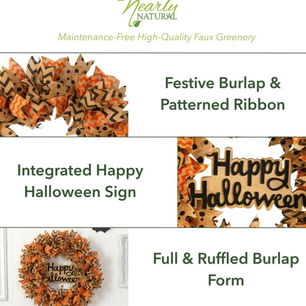 30" Halloween Burlap Ribbon Wreath
