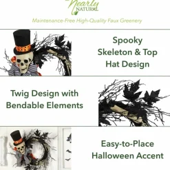 26" Halloween Dapper Skeleton Wreath
