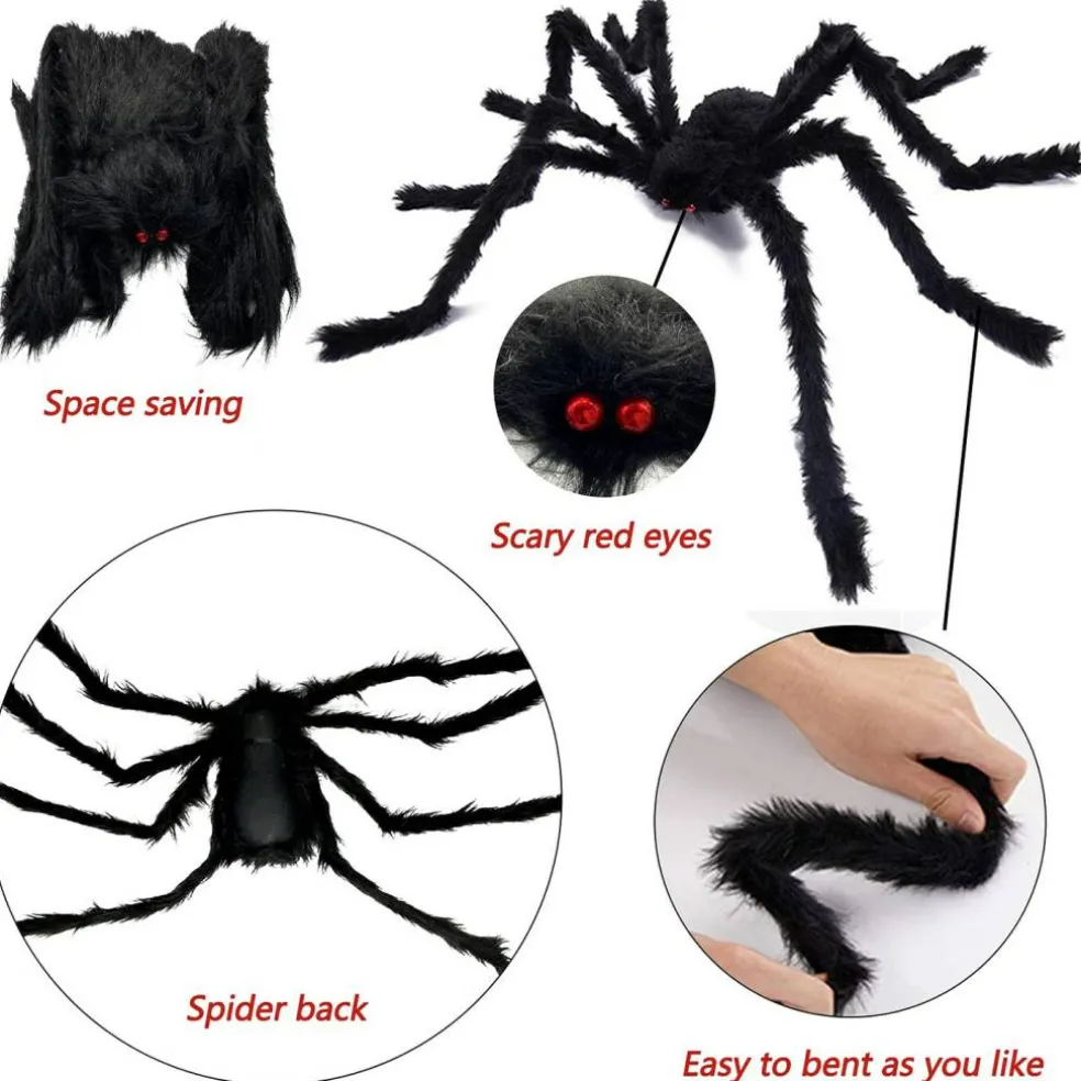 Halloween Decorations - 295" Halloween Spider Web Decorations Outdoor + 59" Giant Fake Spider with Triangular Huge Spiders Web