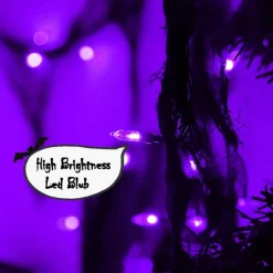 Halloween Decorations Purple String Fairy Lights Indoor, 30LED Black Gauze Halloween Garland, Timer 8 Mode Battery Operated Powered, 9.9Ft Creepy Cloth, Gothic Party Room Mental Fireplace Decor 1PACK