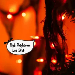 Halloween Decorations String Lights Indoor Battery Operated Powered, 30LED Orange Fairy Lights Timer 8 Mode 9.9Ft, Fall Garland with Black Cloth Gauze, Gothic Party Room Mental Fireplace Decor 1PACK