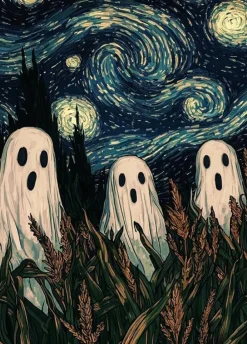 Halloween Diamond Art Painting Kits for Adults, Ghost Starry Sky 5D Diamond Painting Kit for Beginners, Full Round Drill Gem Art DIY Craft, Halloween Home Wall Decor Gift 12x16 Inch