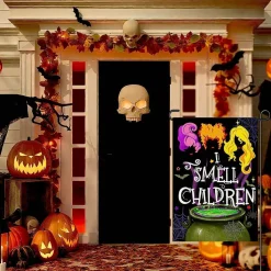 Halloween Garden Flag 12 x 18 Inch, Double-Sided Burlap-Look Outdoor Yard Sign with I Smell Children Design, Sanderson Sisters Halloween Porch, Lawn, Garden & Yard Decor