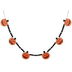 6' Halloween Jack‑o'-Lantern Garland – Orange & Black Playful Garland