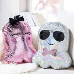 Halloween Metallic Polyester Ghost Pillows Set for Spooky Home Decoration