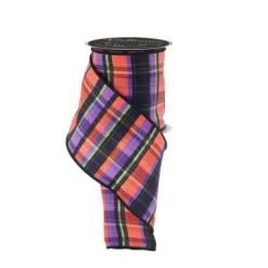 Halloween Plaid Ribbon 4 Inch x 10 Yards-LS1295YR