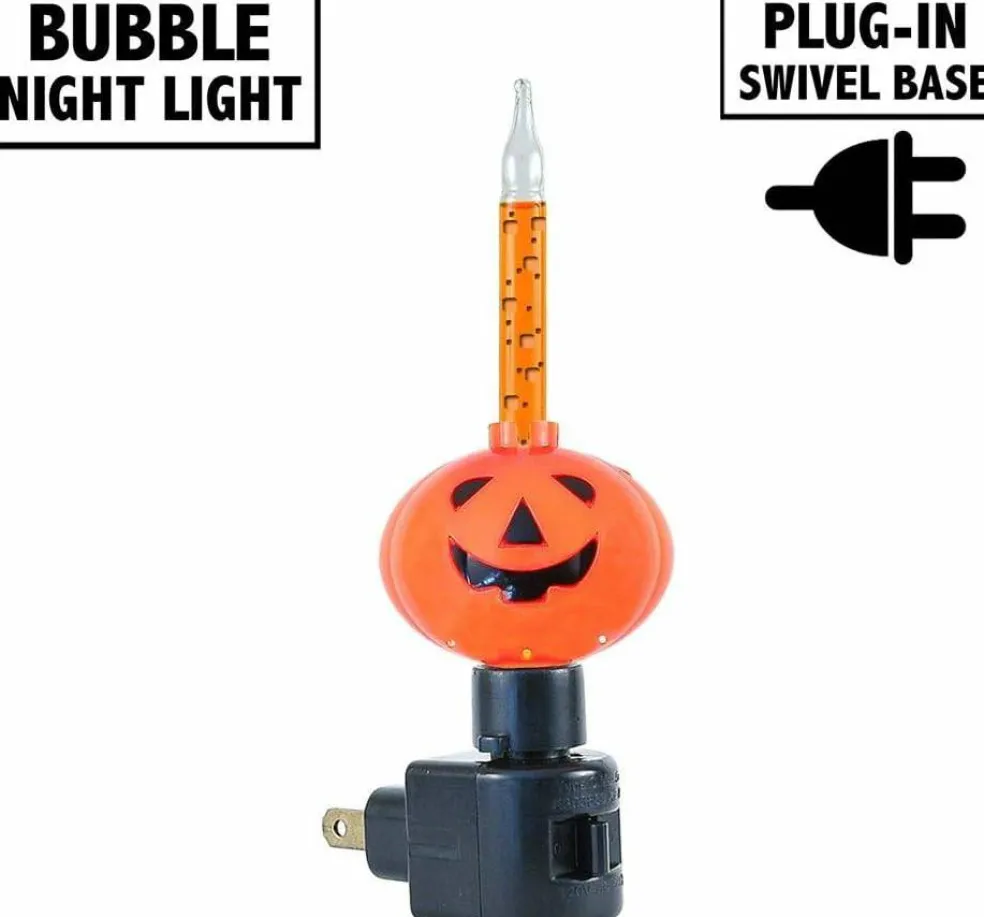 Halloween Pumpkin Bubble Light Night Light – Orange Liquid Rotating Base (5W Incandescent, Plug-In)