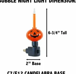 Halloween Pumpkin Bubble Light Night Light – Orange Liquid Rotating Base (5W Incandescent, Plug-In)