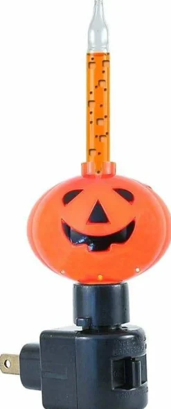 Halloween Pumpkin Bubble Light Night Light – Orange Liquid Rotating Base (5W Incandescent, Plug-In)
