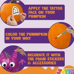 Halloween Pumpkin Painting Kit for Kids – DIY Arts & Crafts Set with Paints, Brushes, Foam Stickers, Tattoo Stickers & Decorations – Halloween Party Activities, Classroom Games & Party Favors
