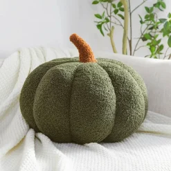 Halloween Pumpkin Plush Throw Pillow - 7.5 inches (Dark Green)