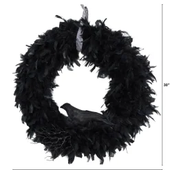 30" Halloween Raven Feather Wreath